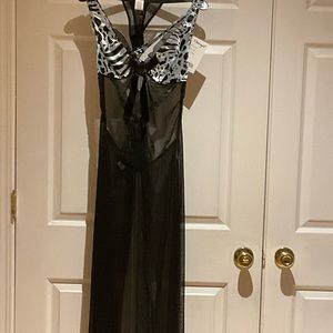 Intimate Sleepwear, black and light blue long gown